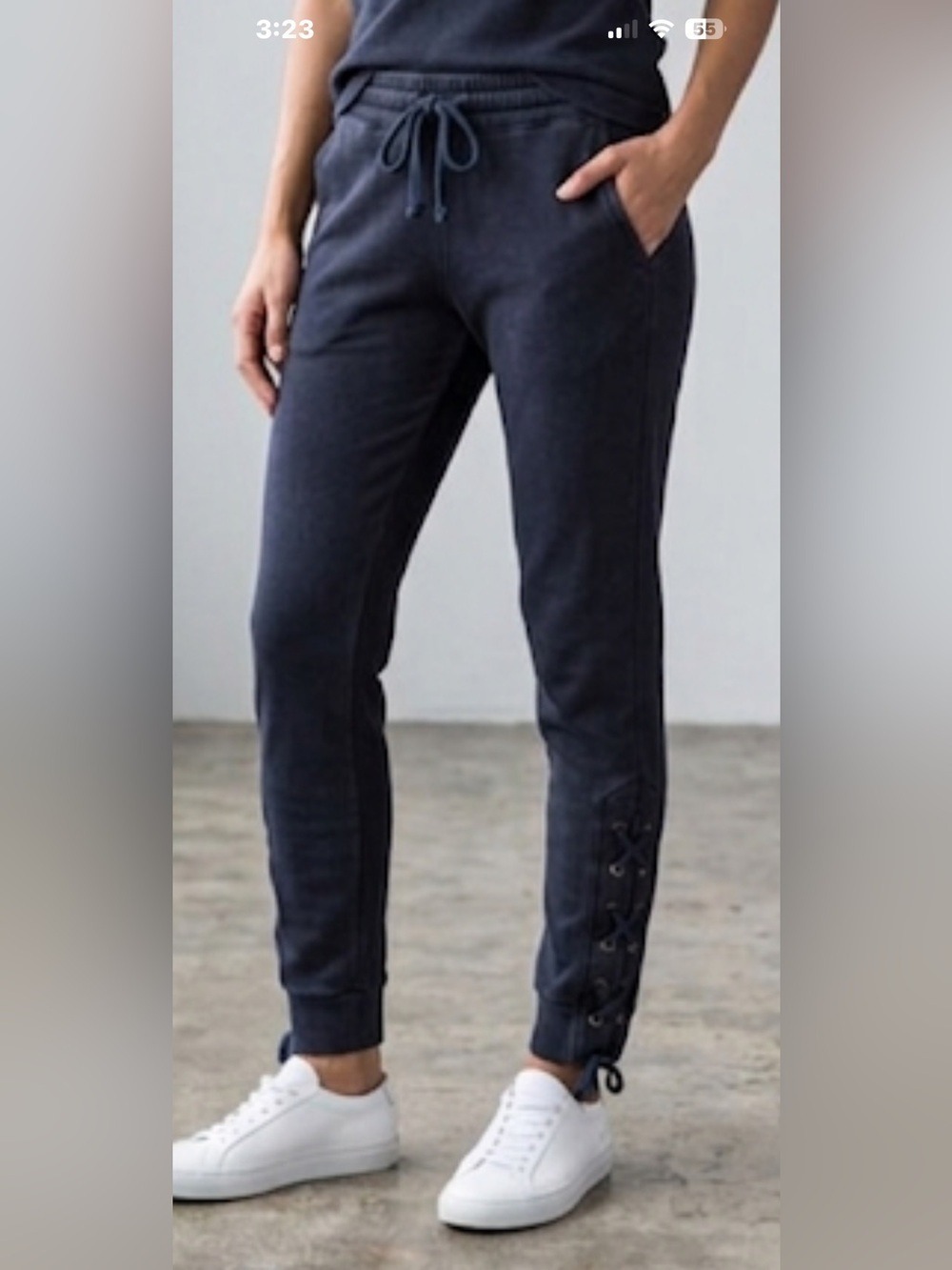 Michael Lauren Lace-Up Leg Sweatpants – Navy – Size Small